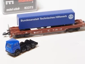 Märklin Z 82272 Deutsche Bahn Flachwagen & abnehmbarer Rettungsdienst Sattelzug - Bild 1 von 3