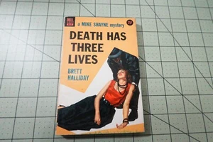 DEATH HAS THREE LIVES- BRETT HALLIDAY VINTAGE DELL HARDBOILED DETECTIVE GGA CVR - Picture 1 of 3