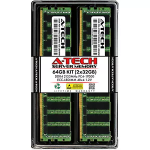 A-Tech 64GB 2x 32GB 4Rx4 PC4-17000L DDR4 2133 MHz ECC LRDIMM Server Memory RAM - Picture 1 of 5