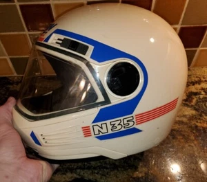 Vintage Red White Blue Nolan N35 Shielded air flow motorcycle helmet - Picture 1 of 20