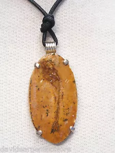 Ciondolo in ARGENTO 925 con PESCE FOSSILE e girocollo - Pietra dura - - Foto 1 di 3