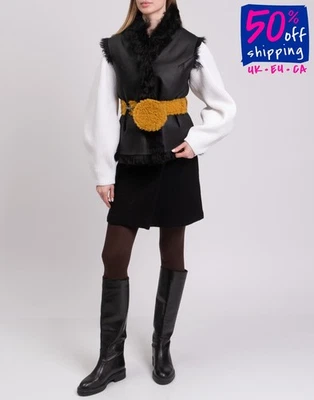 RRP€350 FAY Leather & Faux Fur Belt Bag Two-Tone Zip Closure Made in Italy - Image 1 of 4