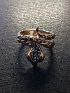 Sterling Silver Rhinestone Snake Ring - Picture 1 of 3