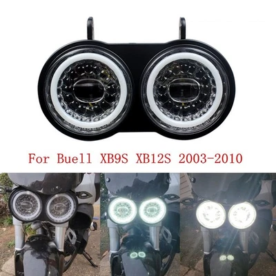 Motorcycle LED Dual Headlight Hi-Low Beam DRL For 2003-2010 Buell XB9S XB12S - Image 1 of 4