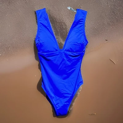 Traje de baño Sofia by Sofia Vergara Carmen Plunge 1 pieza para mujer talla XS 0-2 azul NUEVO Foto 1 de 4