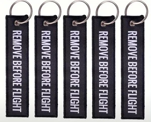 Black / White: Remove Before Flight: Aviation Woven Keychain (x1) - Picture 1 of 2