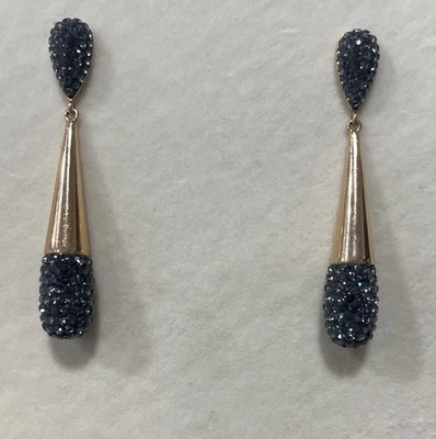 SWAN SWAROVSKI CYPRESS CRYSTAL ROSE GOLD PLATE DROP EARRINGS PIERCE - Image 1 of 4