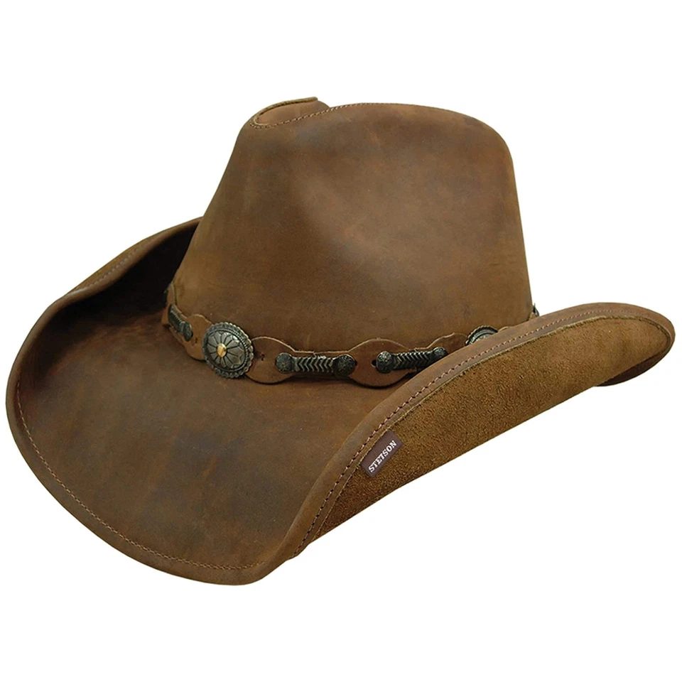 Stetson Leather Roxbury Western Cowboy Hat Roxb-lthr Medium Rust