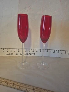 2 Lenox For The Holidays Flauta Rojo Rubí Gemas Vacaciones Barware Usado en Excelente Condición - Imagen 1 de 10