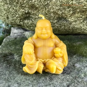 Glücksbuddha Kerze aus Bienenwachs - Glücksbringer Geschenk Weihnachten - Bild 1 von 5