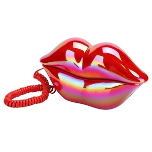  Red Lips Landline Phone European Fashionable Desktop Telephone Corded4132 - Zdjęcie 1 z 6
