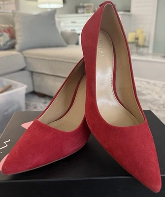 Michael Kors Red Scarlet Suede Dorothy Flex Pumps Heels Shoes 7.5M - Image 1 of 4