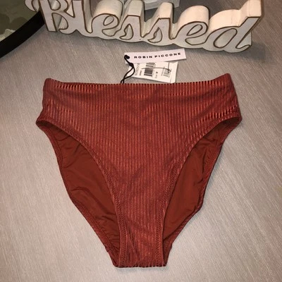 Parte inferior de bikini Robin Piccone talla M nueva con etiquetas a rayas/acanaladas Foto 1 de 4