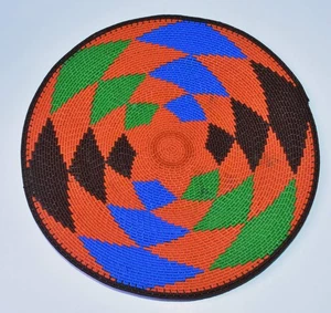 De Colección Zulú Sudáfrica Imbenge Cable Teléfono 12" Cesta Placa Geométrica Colorido - Imagen 1 de 6