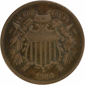 1868 Two Cent Piece VF Uncertified #812 - Picture 1 of 2