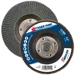 Weiler 51114 4-1/2 Tiger Paw Abrasive Flap Disc, Flat Ty27, Phenolic Backing,... - Picture 1 of 5
