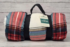 Northeast Outfitters Cozy Sherpa Blanket 50” x 60” Adult Holiday Plaid Cream B - Picture 1 of 8