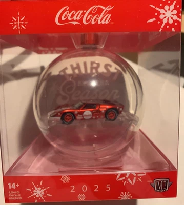 2025 M2 MACHINES COCA COLA CHRISTMAS ORNAMENT 1966 FORD GT40 MKII NEW - Image 1 of 2