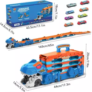 Dinosaur Transport Truck with Ejection Track and 8 Race Cars for Kids - Picture 1 of 13