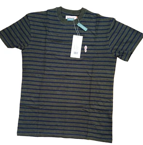 REVOLUTION Olive Striped T Shirt . Organic cotton. New. Size S. - Picture 1 of 11