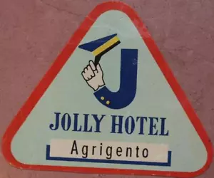 ETICHETTA JOLLY HOTEL AGRIGENTO SICILIA SICILY BAULE VALIGIA LUGGAGE LABEL - Foto 1 di 1