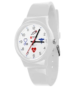 NEW! Prestige Medical Nurse Student Scrub Watch White With Medical Symbols - Picture 1 of 1