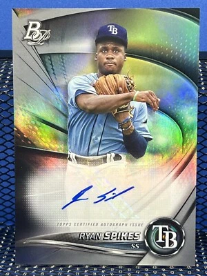 2022 Bowman Platinum RYAN SPIKES Tampa Bay Rays Auto - Image 1 of 2