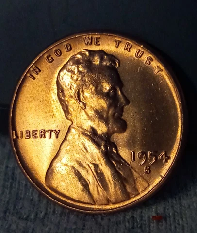 1954 S Lincoln Wheat Cent Red BU from Original Roll - Free Shipping Cover