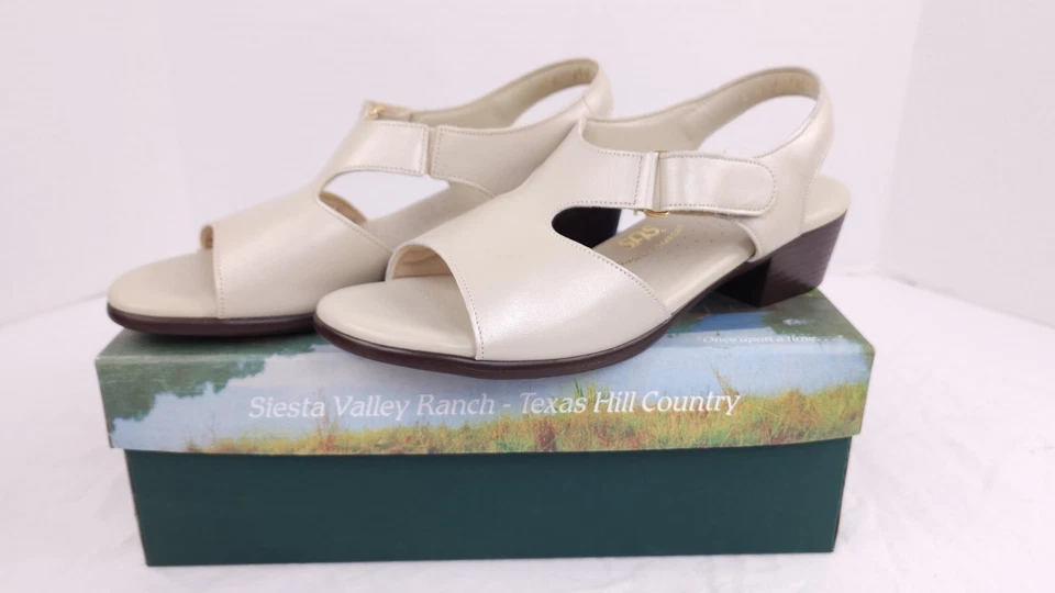 SAS Suntimer Sandal Shoes (1890-175) Women's 8 N Pearl Bone Made In USA