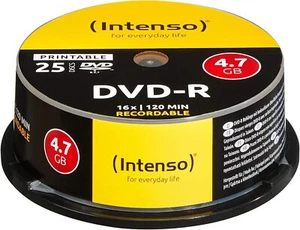 Intenso DVD-R 4,7 GB 16x DVD-Rohlinge bedruckbar kratzfest 25er Spindel - Bild 1 von 12