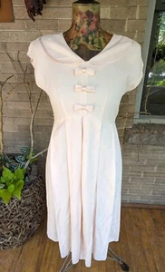 Vintage 1990s Nina Piccalino Pink Coquette Bow Sailor Maxi Rayon Maxi Dress Sz 6 - Picture 1 of 6