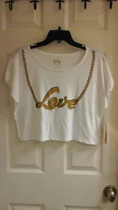 Nicki Minaj Blouse, Women's size large, Crop top, White With Gold Chain, NWT - Picture 1 of 5