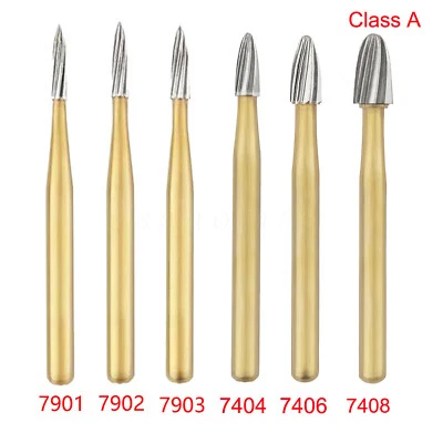 Dental Tungsten Carbide Gold Burs Trimming & Finishing FG7901 /7902/ 7406 /7408 Foto 1 de 4