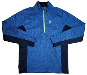 Spyder Outbound Half Zip Jacket Men L Blue Fleece Knit Active Outdoor Sweatshirt - Picture 1 of 9