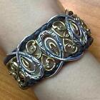 Carolyn Pollack Sterling & Brass Decorated Braided Leather Bracelet For Women