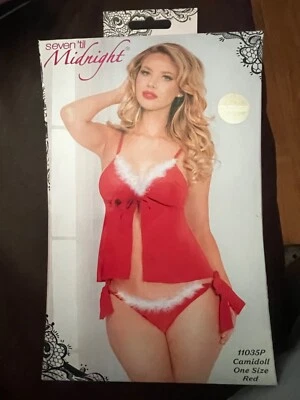 Seven 'til Midnight ROJO Navidad Juego de Camidoll Dos Piezas, Talla Única ¡NUEVO! Foto 1 de 2