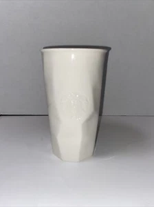 Starbucks 2013 White Crumpled Tumbler Ceramic 10oz Travel Coffee Mug No Lid - Picture 1 of 12