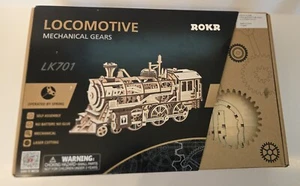 ROKR 3D Wooden Locomotive Puzzle Age 14+ Mechanical Gears Operated by Spring NIB - Picture 1 of 9