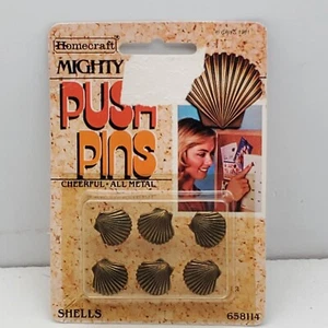Homecraft Mighty Metal 6 Shell Push Pins Vintage New Old Stock - Picture 1 of 5
