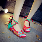 Women Chinese Embroidered Floral Shoes Ballet Flat Ballet Cotton Sandals Loafer