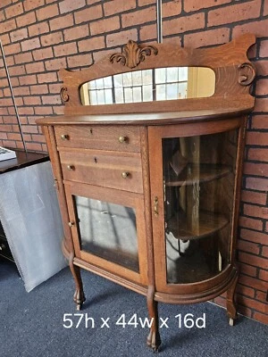 antique 19th century oak sideboard with mirror - Image 1 of 3