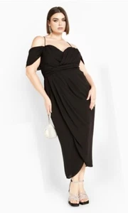 NEW City Chic Sexy Strappy Black Entwine Cocktail Maxi Dress + Size XS 14 #P93 - Picture 1 of 11