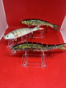 3 Pcs Lifelike Eyes 8 Segment Bionic Baitfish  Treble Hooks Fishing Lure - Picture 1 of 7