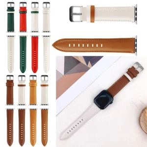 For iWatch Series SE/8/7/6/5/4/3/2/1 Cow Leather Replace Watch Band Belt Straps - Picture 1 of 38