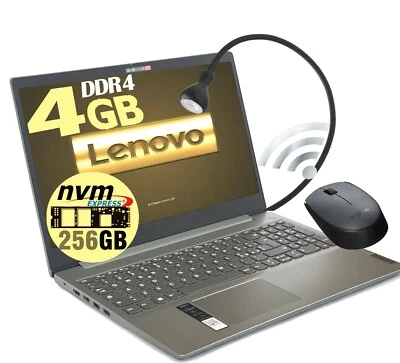 NOTEBOOK LENOVO IdeaPad3 Silver LED AMD A4 4gb ssd 256Gb Win10 pro LAMPADA MOUSE - Immagine 1 di 4