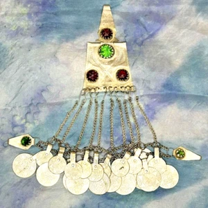 ANTYCZNY MAROKAŃSKI SREBRNY STERLING BERBER KABYLE PLEMIENNY NASZYJNIK EMALIOWANY 263g - Zdjęcie 1 z 7