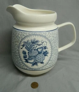 Vintage Ceramic Blue & White Pitcher Fruit Design  - Japan Asake(?) - Picture 1 of 4