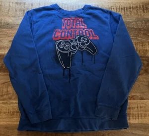 Joe Boxer Boys Sweatshirt Size 14/16 XL "Total Control" Gaming Blue Long Sleeve - Picture 1 of 3