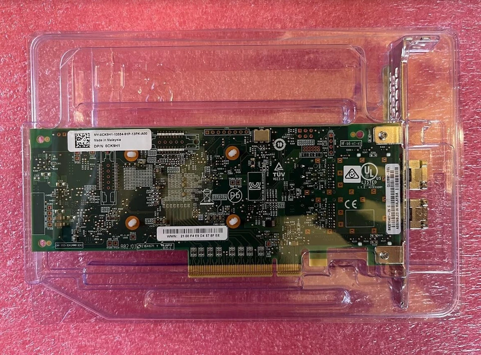 Dell CK9H1 Qlogic QLE2692 Dual Port 16GB SFP+ NIC High Profile w/ 2x 16GB SFPs - Image 1 of 1