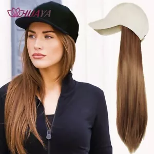 Pelucas largas rectas de béisbol sintéticas cabello sintético natural sin costuras sintético - Imagen 1 de 34